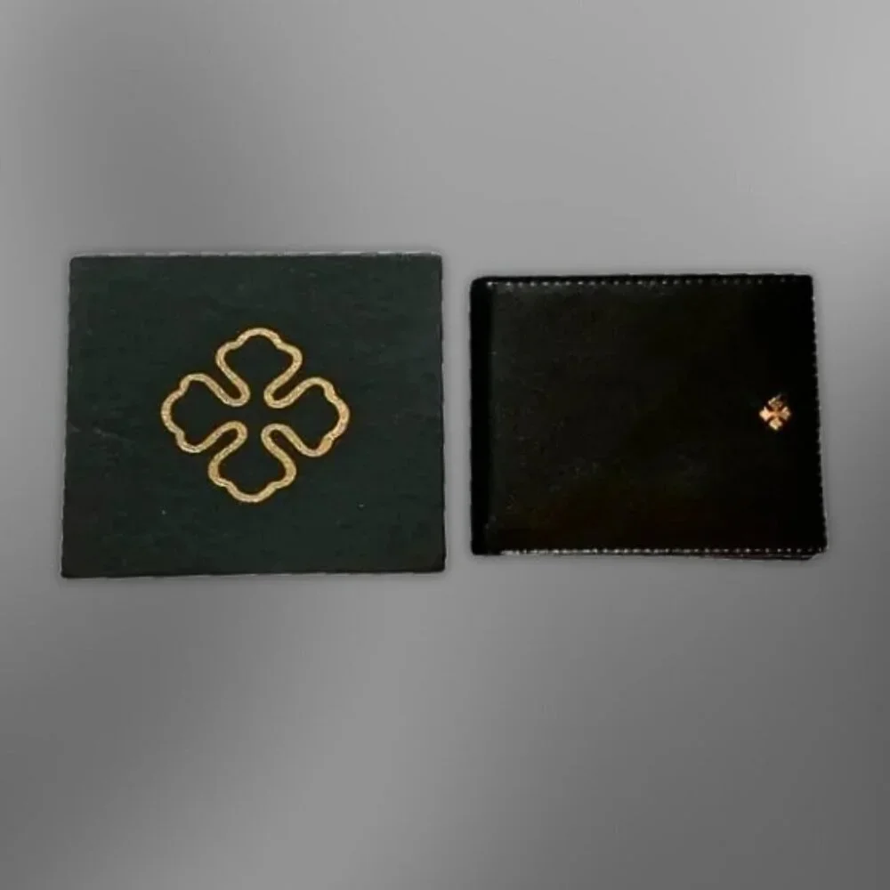 Camus Cognac Leather Wallet Multiple Card Slot Compact Style Black OS Preloved